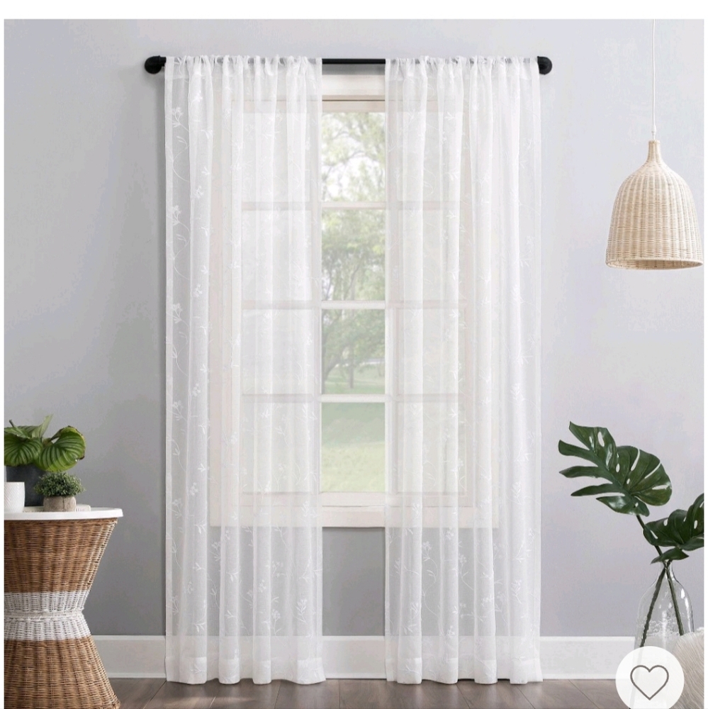 Lichtenberg no 918 50 x 63 delia embroidered floral sheer curtain ivory